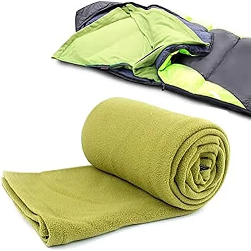 Fleece Sleeping Bag,Outdoor Fleece Sleeping Bag,Sleeping Bag,Camping Sleeping Bag,Travel Sleeping Bag,Ultralight and Compact Bags are Perfect for Hiking, Backpacking & Camping,Grass Green Hello