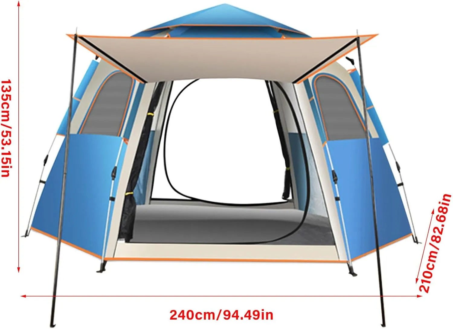 FLEXMAN Camping Tent, Oxford Cloth Automatic Pop Up Waterproof Double Layer Family Tent, Rainproof Waterproof All Weather Tent for Hiking Traveling Backpacking Fishing