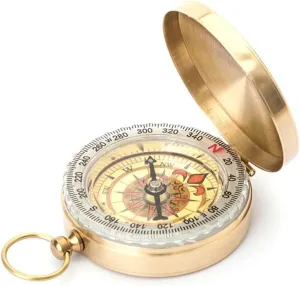 Flip Cover Copper Outdoor Compass, Luminous North Compass