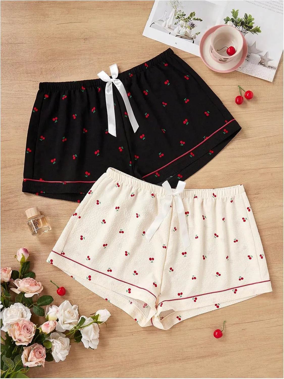 Floerns Women's Plus Size Solid Pajama Shorts 2 Pack Soft Lounge Sleep Shorts
