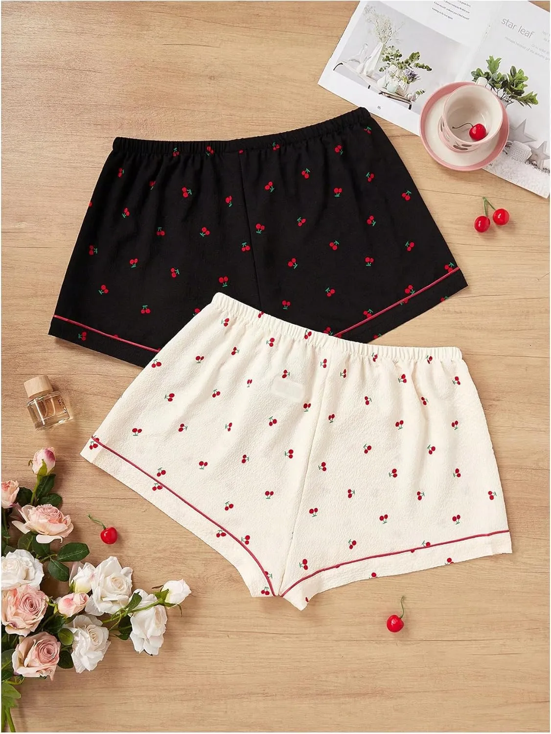 Floerns Women's Plus Size Solid Pajama Shorts 2 Pack Soft Lounge Sleep Shorts