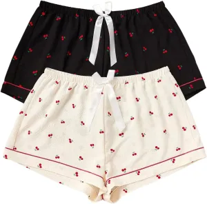 Floerns Women's Plus Size Solid Pajama Shorts 2 Pack Soft Lounge Sleep Shorts