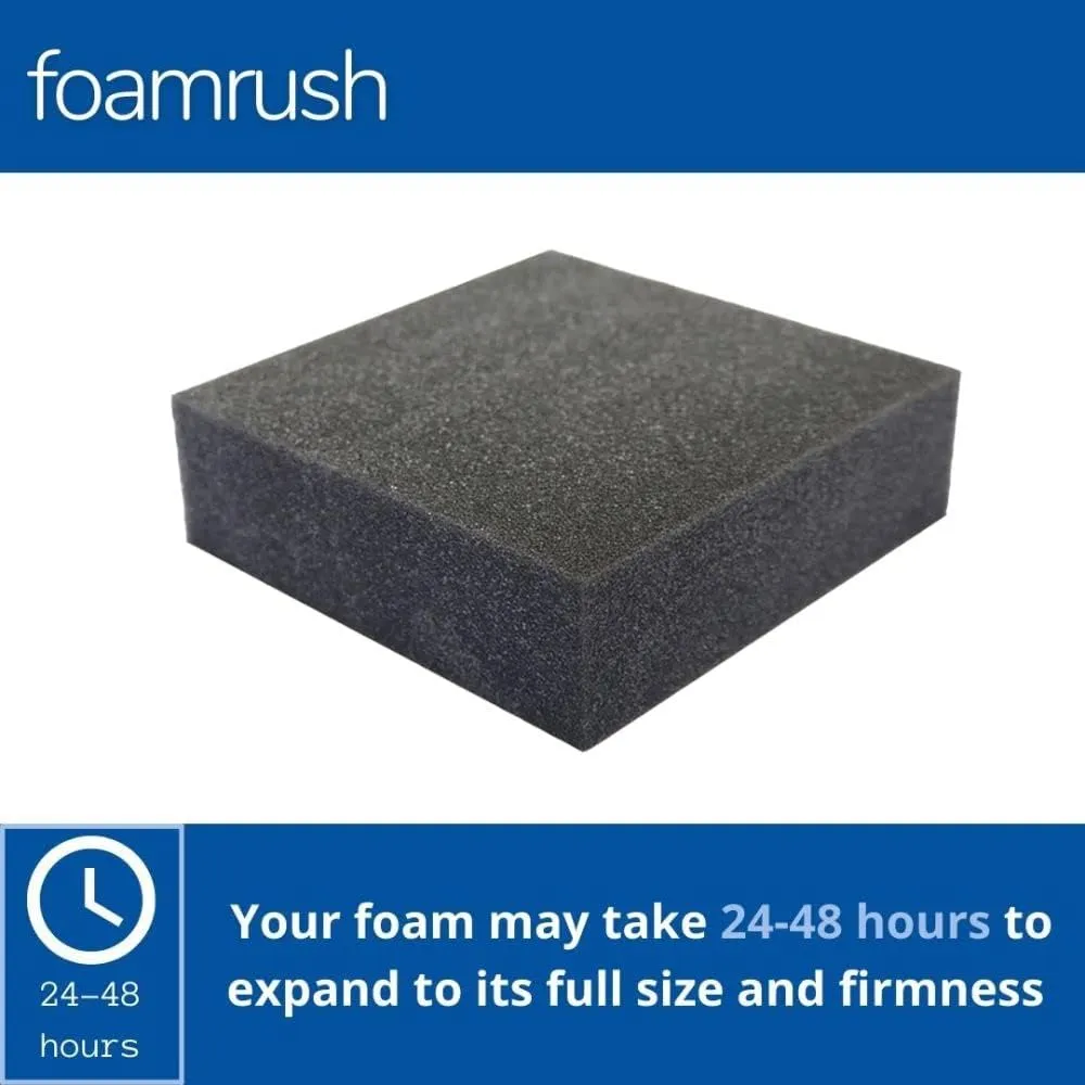 FoamRush 2 x 24" x 27" Charcoal Upholstery Firm Foam Soft Support (Chair Cushion Square Foam for Dinning Chairs, Wheelchair Seat Cushion Replacement)