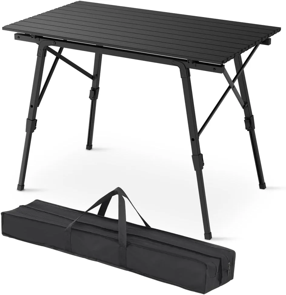 Foldable Aluminum Camping Table 35" Outdoor Picnic Desk Dining Table & Carry Bag