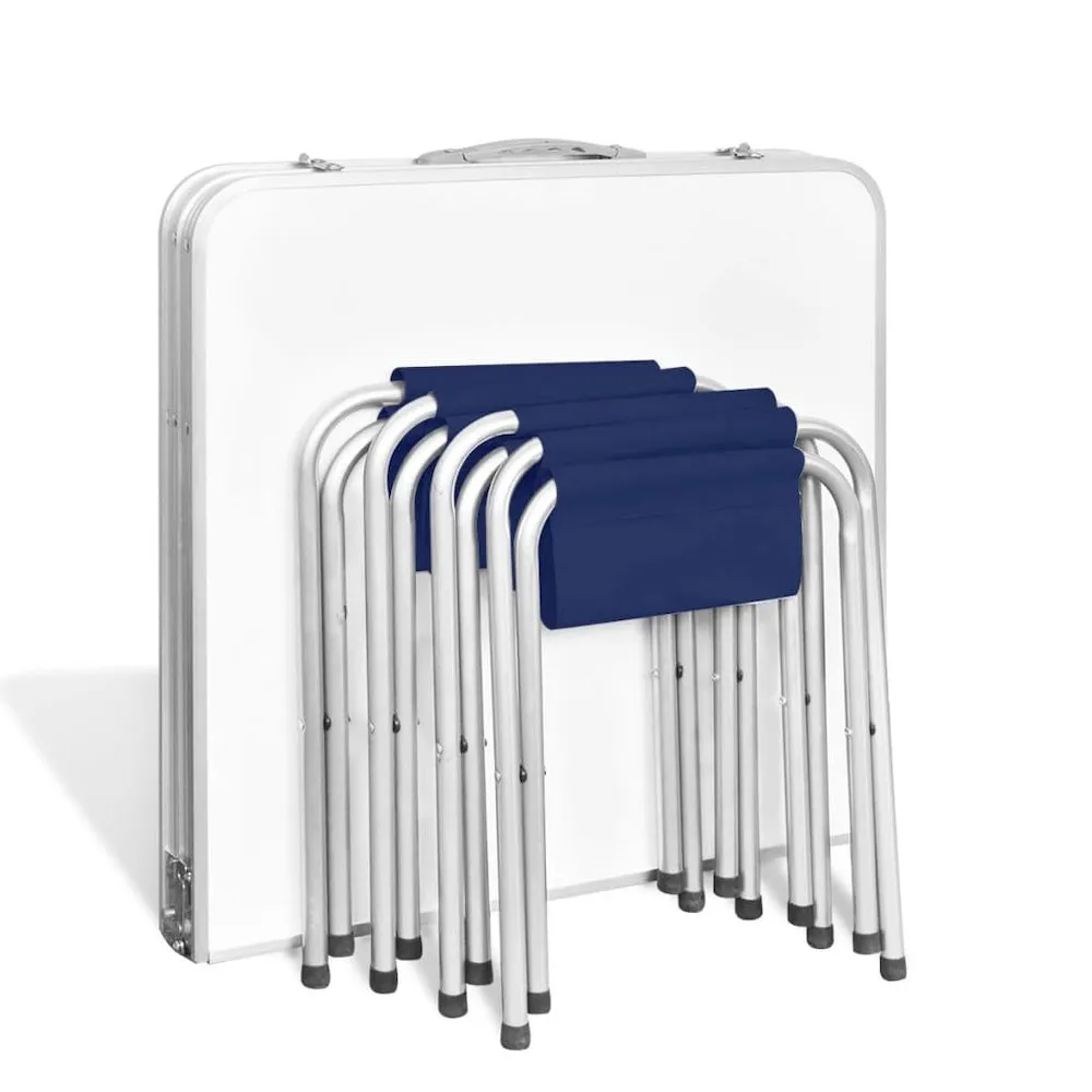 Foldable Camping Table Set with 4 Stools Height Adjustable 47.2''x23.6'' - vidaXL