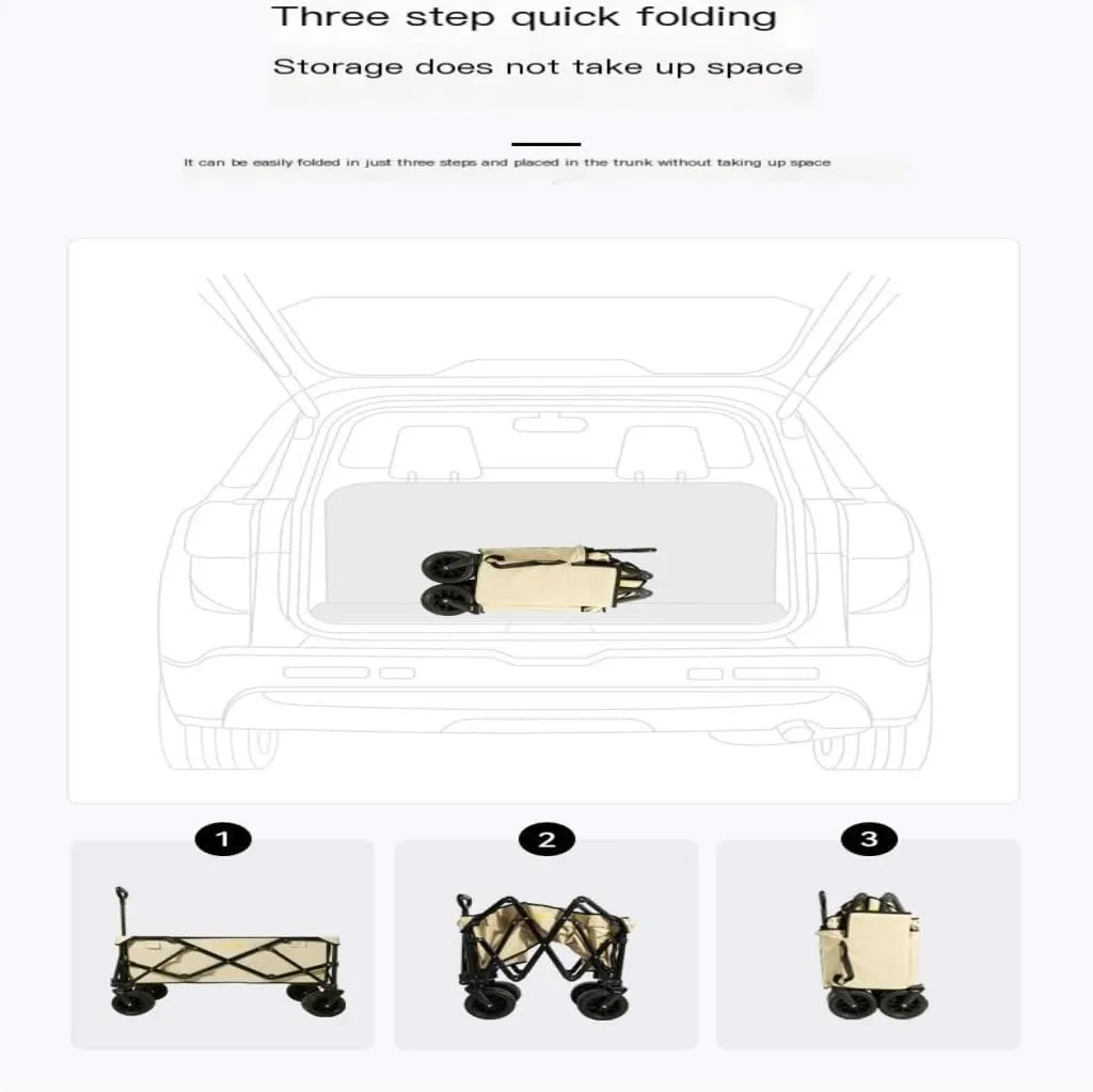 Foldable Cart Shanuoduoji Outdoor Camper Fully Folding Camping Trailer Self-Driving Spring Outing Hand-Drawn Cart Picnic Camper Large Capacity Cart(B)