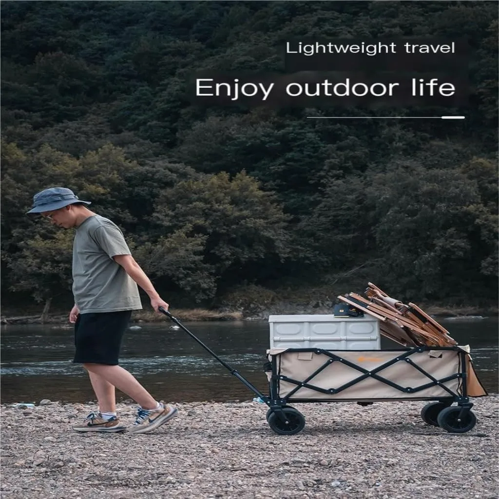 Foldable Cart Shanuoduoji Outdoor Camper Fully Folding Camping Trailer Self-Driving Spring Outing Hand-Drawn Cart Picnic Camper Large Capacity Cart(B)