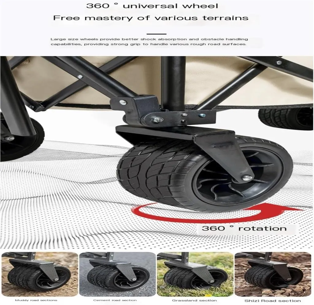 Foldable Cart Shanuoduoji Outdoor Camper Fully Folding Camping Trailer Self-Driving Spring Outing Hand-Drawn Cart Picnic Camper Large Capacity Cart(B)