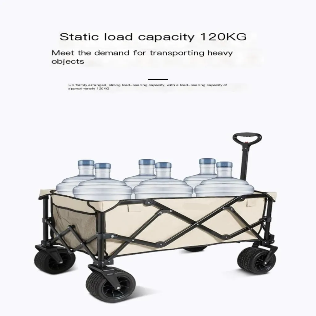 Foldable Cart Shanuoduoji Outdoor Camper Fully Folding Camping Trailer Self-Driving Spring Outing Hand-Drawn Cart Picnic Camper Large Capacity Cart(B)