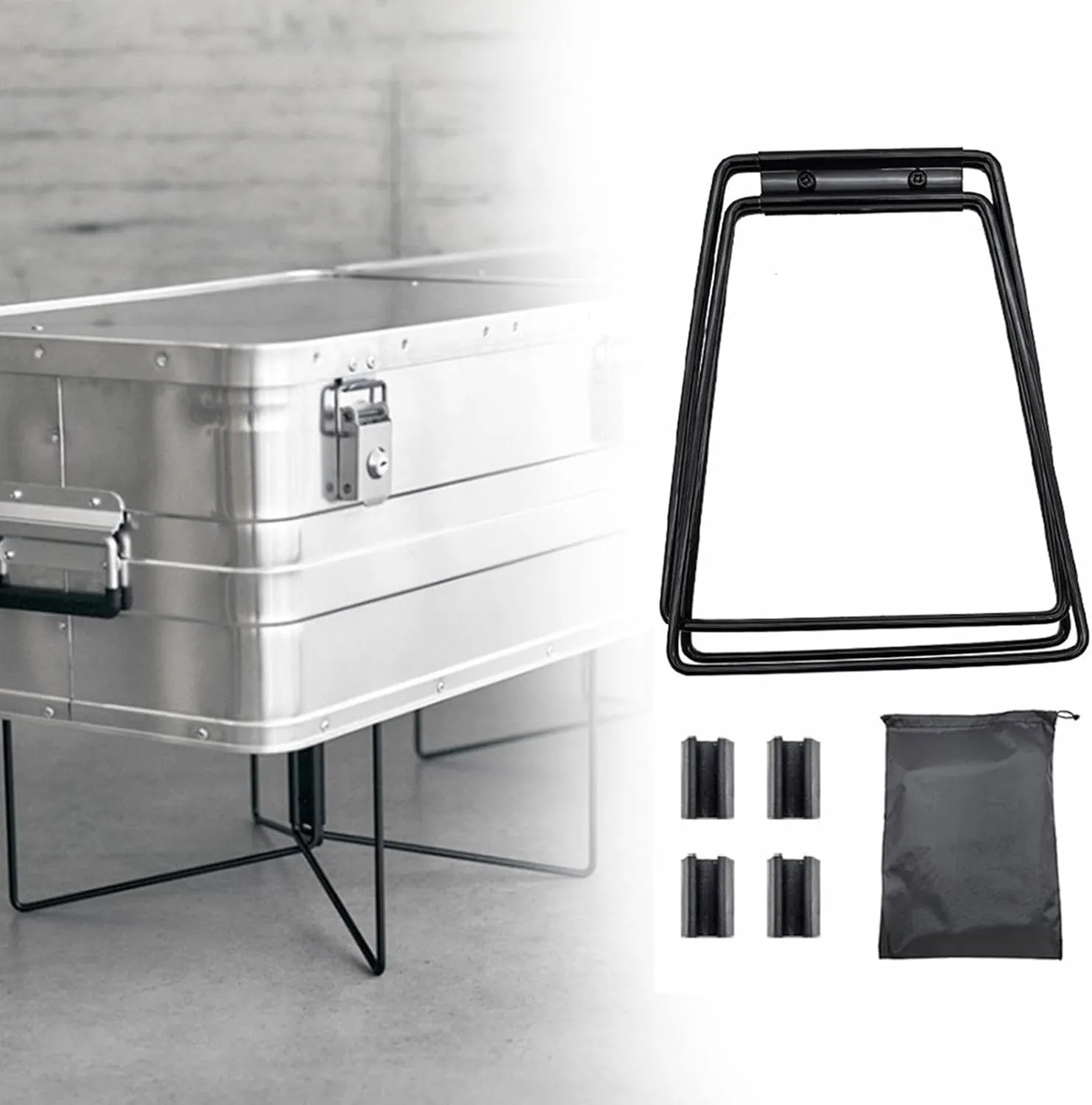 Foldable Cooler Stand Water Tank Stand with Carry Bag Metal Strong Load Bearing Fridge Ice Box Holder for BBQ Household Patio