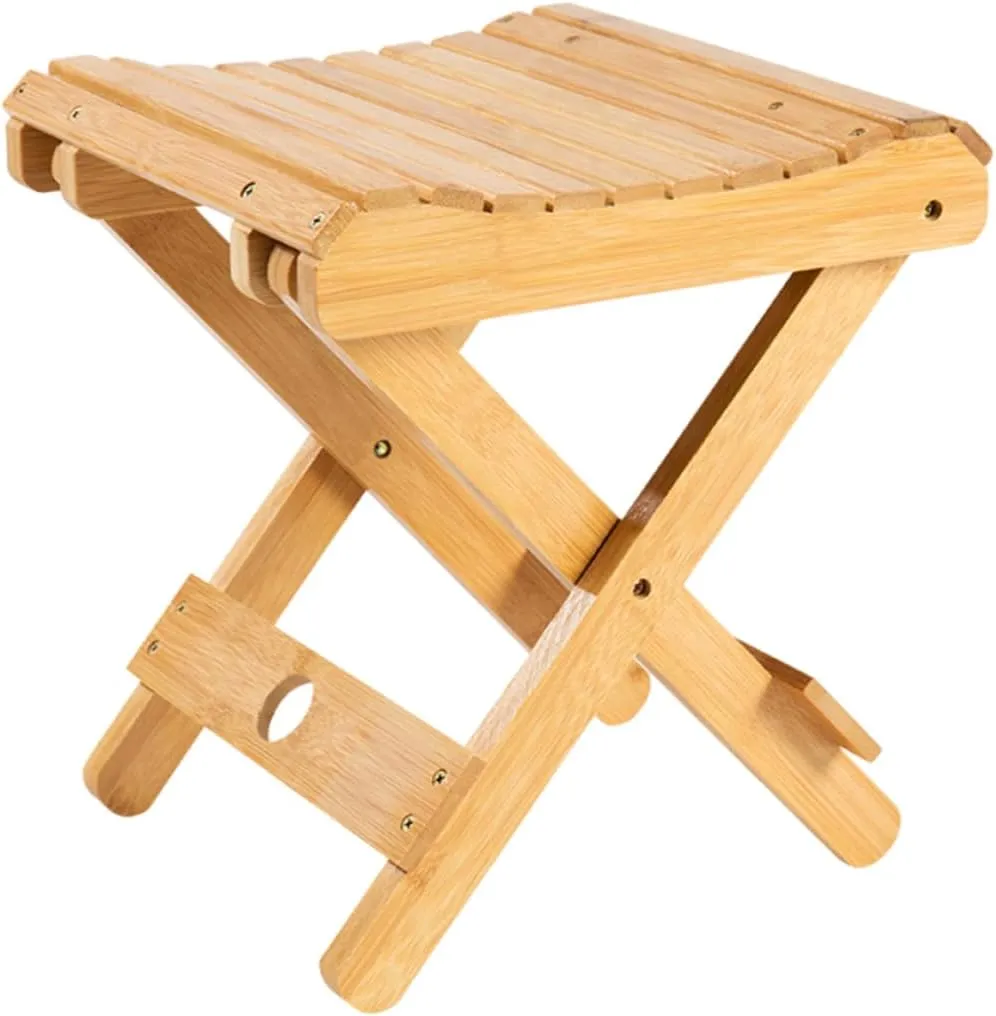 Foldable Fishing Chair Wood Stool Portable Chair Hiking Seat Folding Stool for Outdoor Use