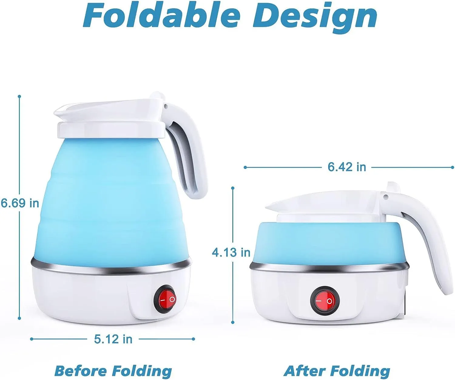 Foldable Kettle, Separable Power Mini Elegant Travel Fast-track support Kettle, Electric With Kettle Cord Camping