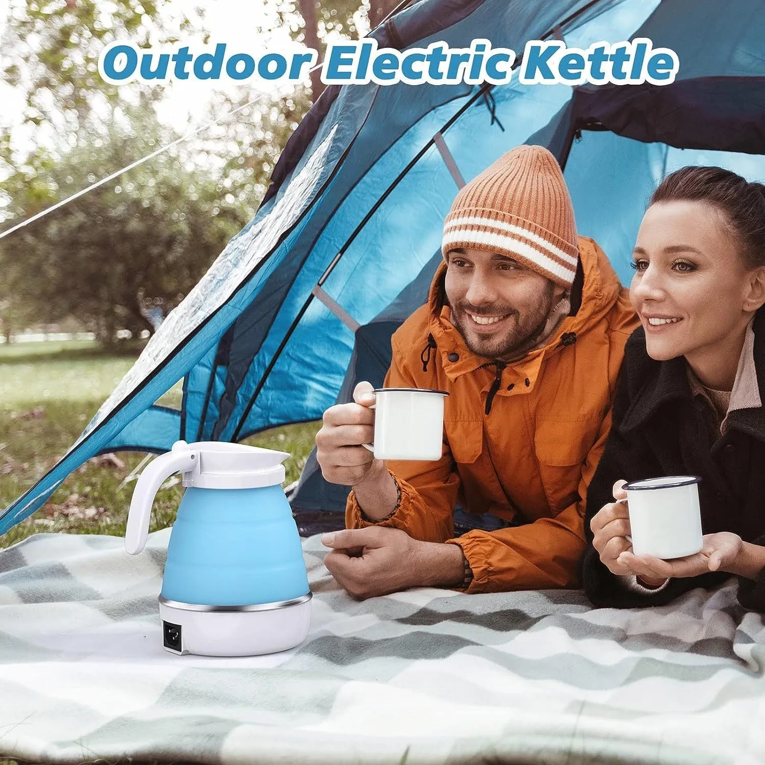 Foldable Kettle, Separable Power Mini Elegant Travel Fast-track support Kettle, Electric With Kettle Cord Camping