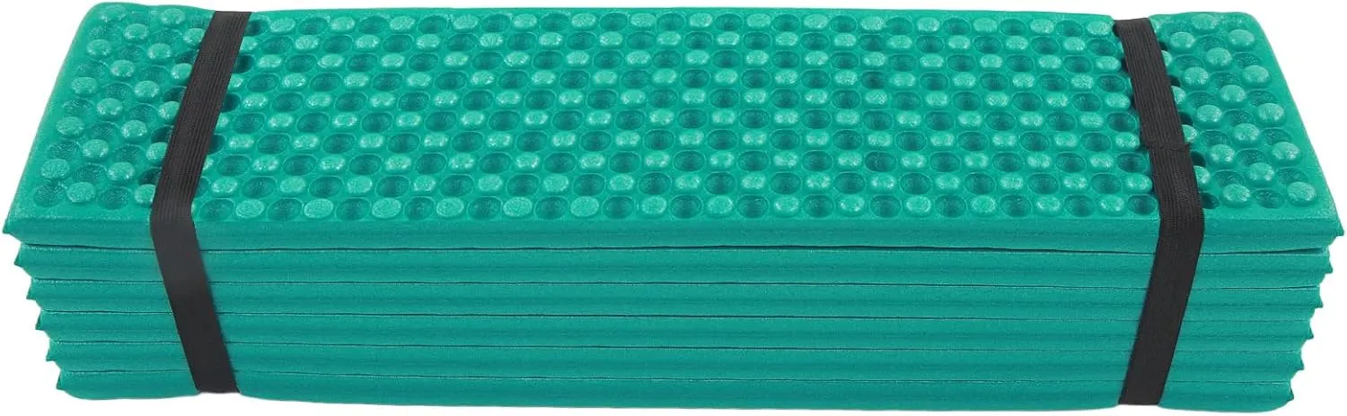 Foldable Sleeping Mat, 2cm Thickness Egg Crate Foam Pad Black Bottom for Outdoor Camping (Dark Green)