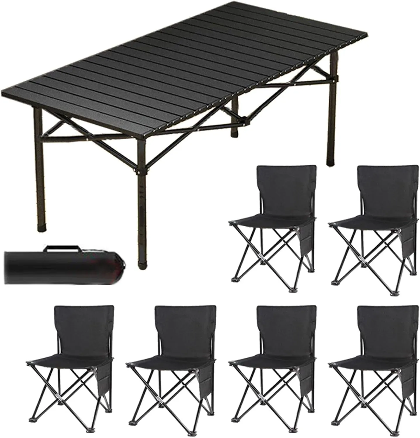 Folding Bea Picnic Tables Collapsible Backpack Lawn air Camping Folding air and Table Set with Roll up Carbon Steel Table Top for More People Party