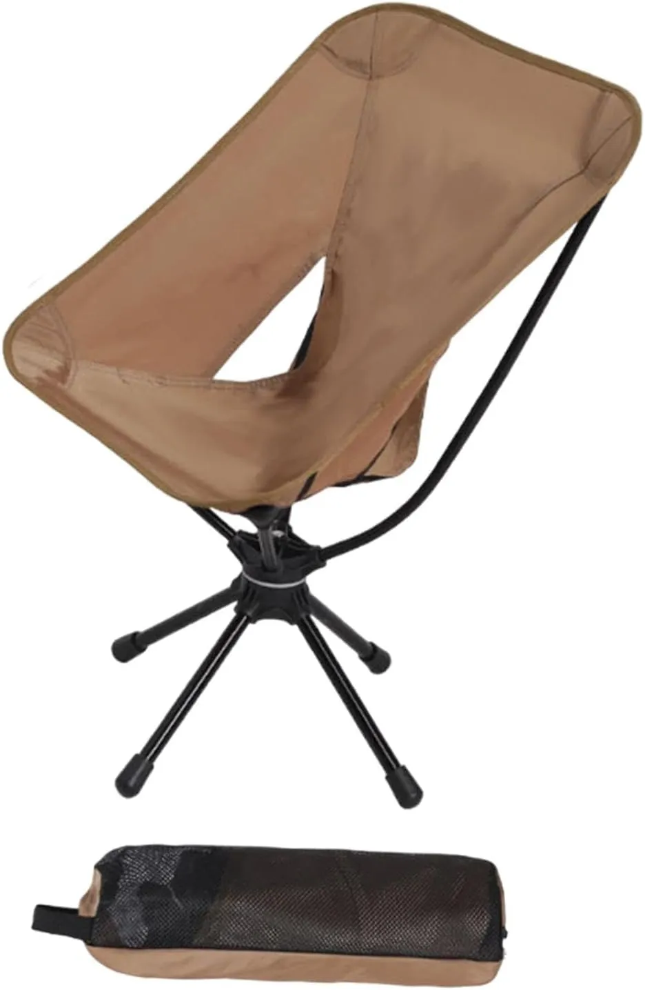 Folding Camping Chair Outdoor Moon Chair Non Slip Aluminum Alloy Frame Camp Stool Beach Chair Portable Chair for Park Travel, Brown