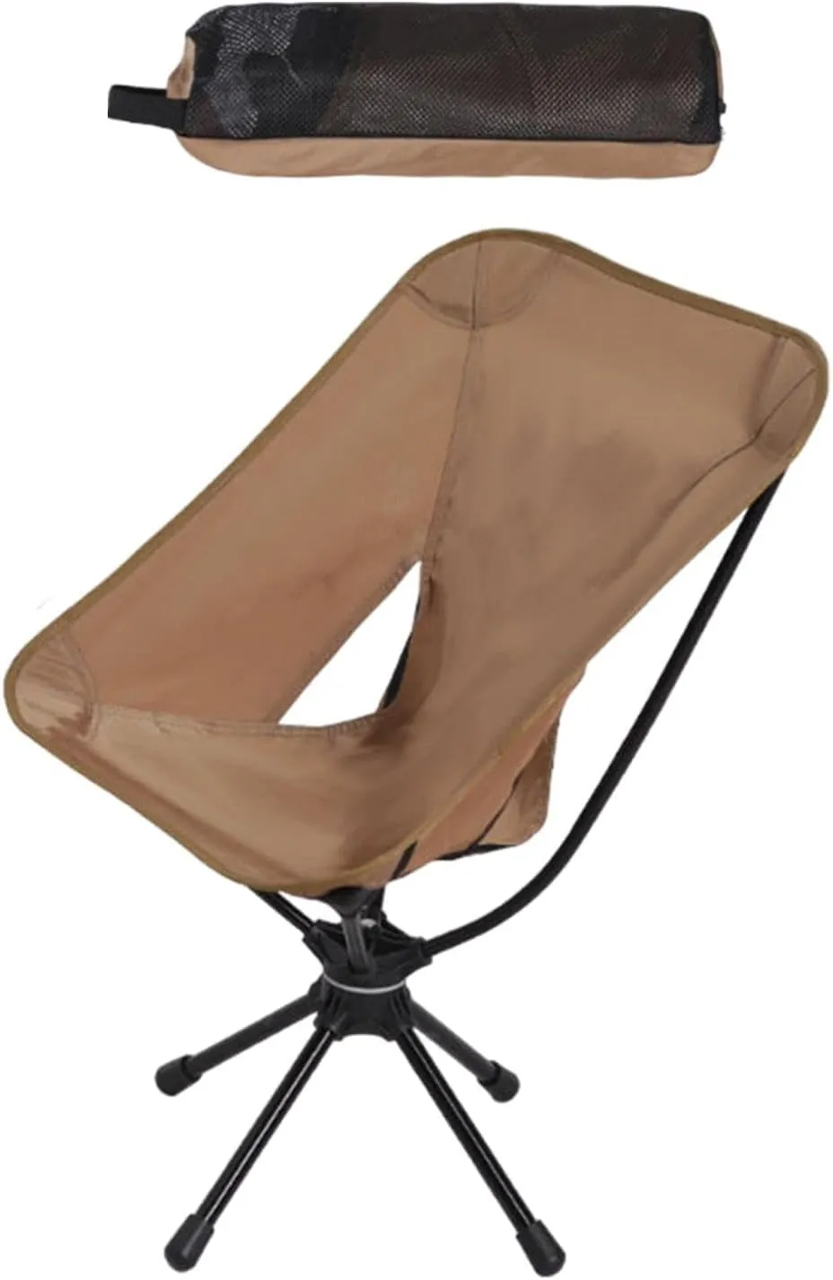 Folding Camping Chair Outdoor Moon Chair Non Slip Aluminum Alloy Frame Camp Stool Beach Chair Portable Chair for Park Travel, Brown