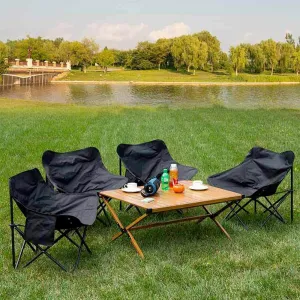 Folding Camping Chair, Portable Outdoor Backpacking Chair for Fishing, Hiking, Picnic, Camping, Beach, Lawn, Concert, Ultralight Compact Camping Chair with Carry Bag, 23"D x 14.2"W x 14.2"H (Black)