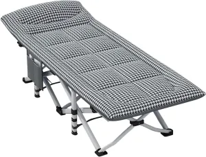 Folding Camping Cot for Adults with Mattress and Pillow Portable Lightweight Sleeping Bed Supports 260kg for Home Office Camping and Travelling