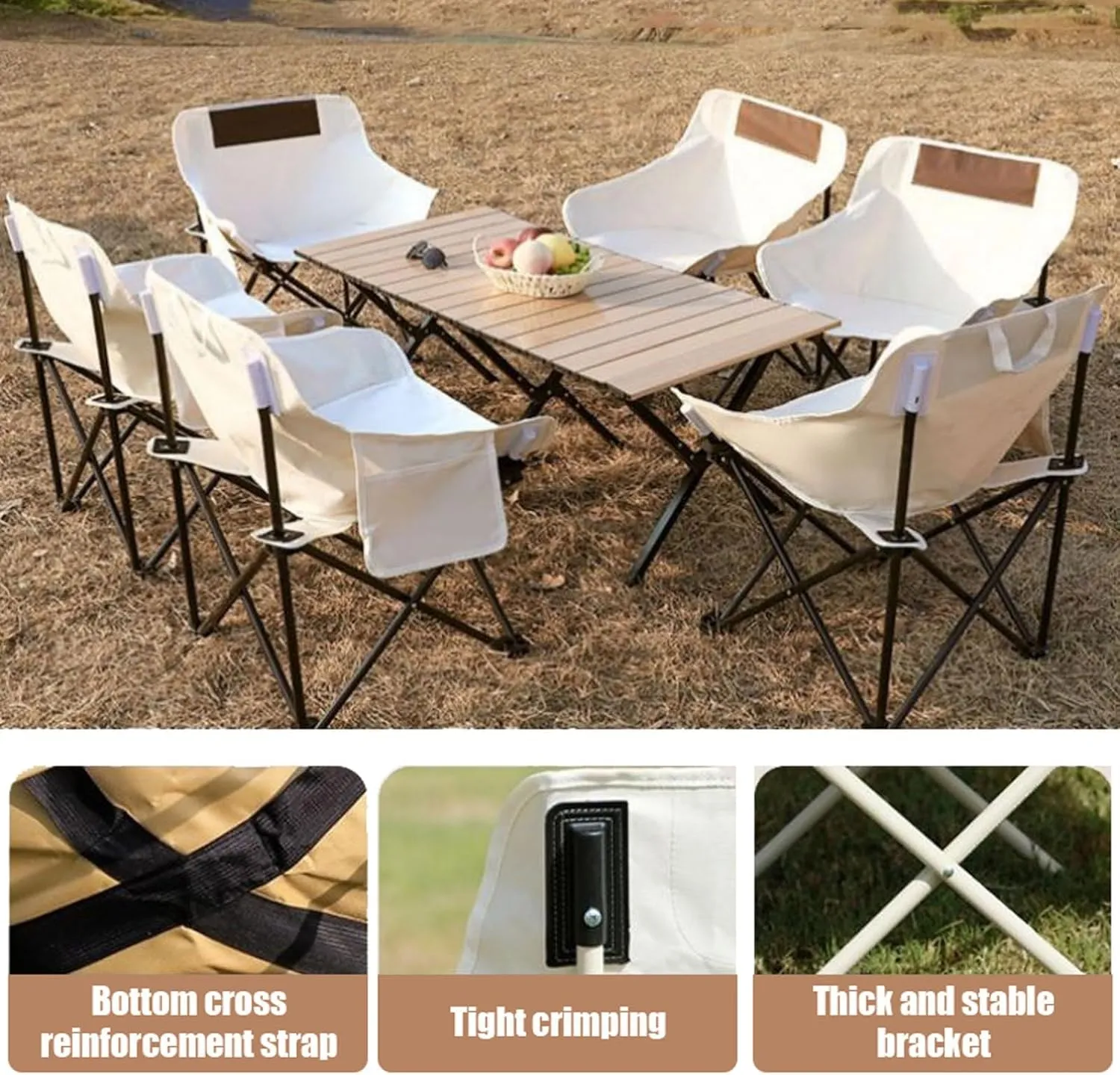 Folding Camping Table and air Set, Portable Camp airs Lightweight Roll up Carbon Steel Camp Table Foldable Lawn air Picnic Table with Carrying Bag