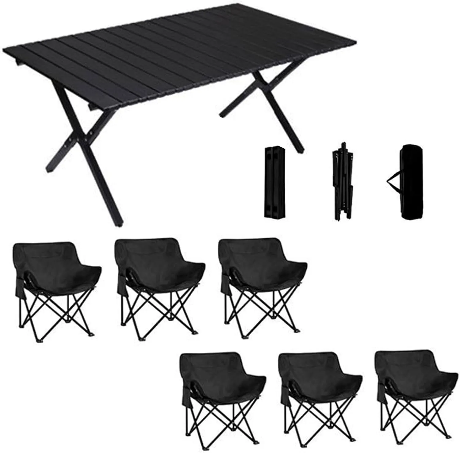 Folding Camping Table and air Set, Portable Camp airs Lightweight Roll up Carbon Steel Camp Table Foldable Lawn air Picnic Table with Carrying Bag