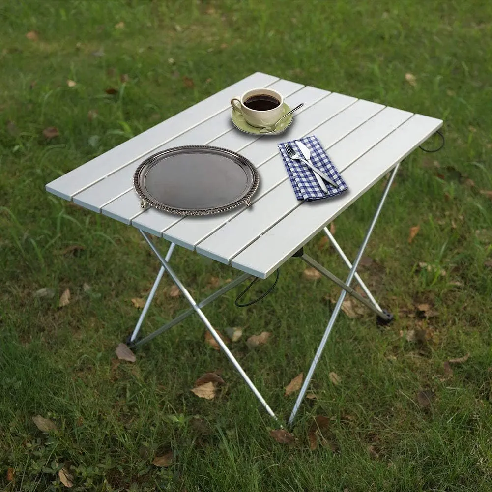 Folding Camping Table, Foldable Side Table, Foldable Portable Camping Table, Folding Camp Table Camping Folding Table Small Camping Table Aluminum Foldable Camping(Aluminum alloy natural color large)