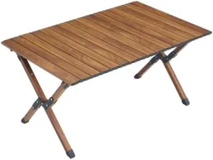 Folding Camping Table Lightweight Aluminum Table for Outdoor BBQ Backyard Patio Party 120Lbs (Brown, 37" L x 23.43" W x 18.5 "H)