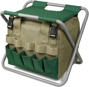 Folding Garden Stool with Detachable Storage Tote Bag, Portable Folding Chair Seat with Tools Set Organizer,Suitable for Fishing,Outdoor Sports,Hiking,Camping & More