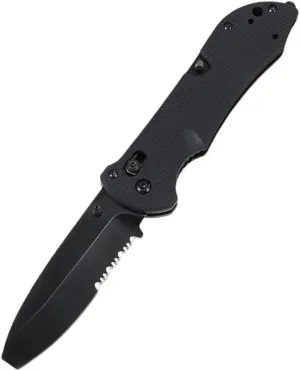 Folding Tactical Knife, 8.19 inch Total Length, Black Serrated Blade, G10 Handle (Black)
