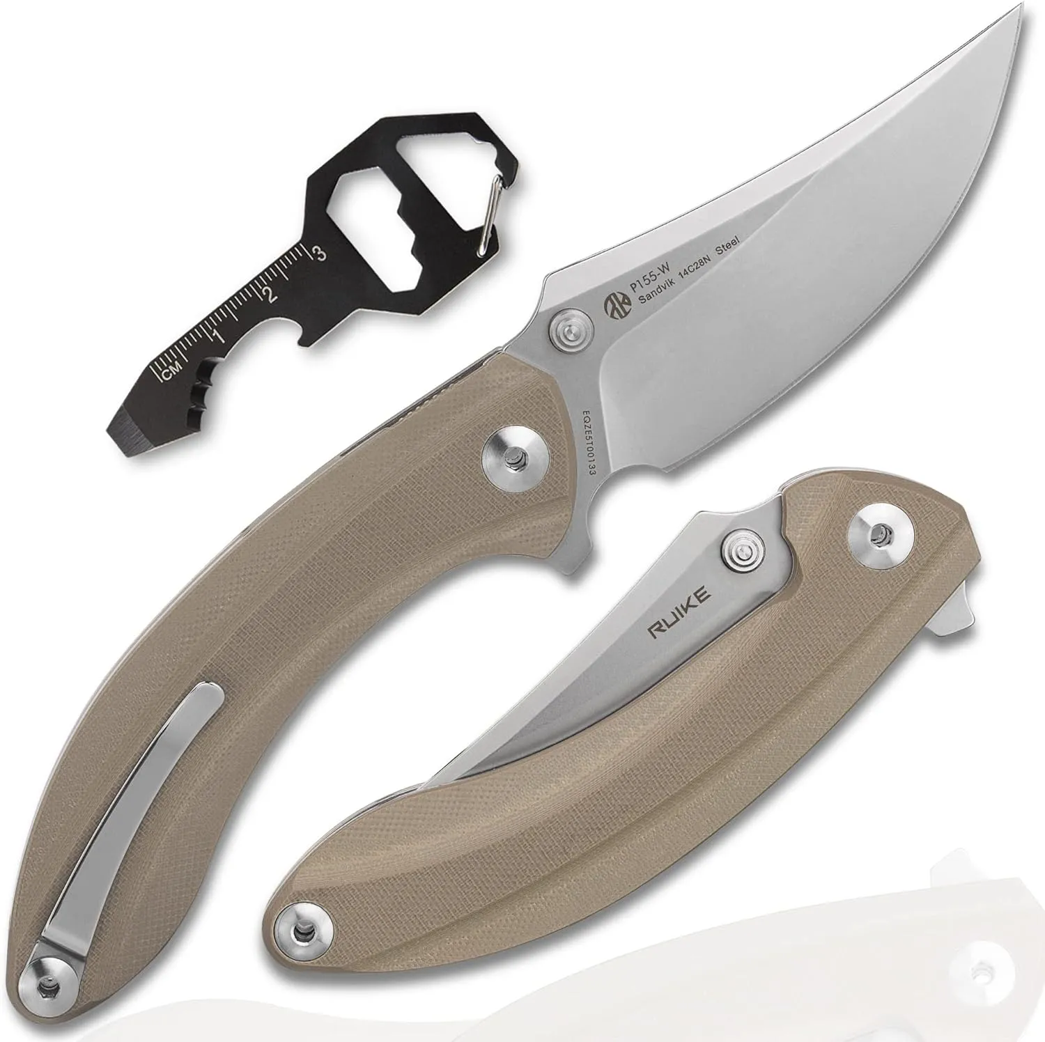 Folding Tactical Knife with Pocket Clip,14C28N Stainless Steel Blade,G10 Handle,Liner Lock,EDC Small Camping Knives for men, Carry,Hunting Microtech Elemental Fishing Hiking Outdoor,Father Dad Gifts Multi-tool Ruike 155