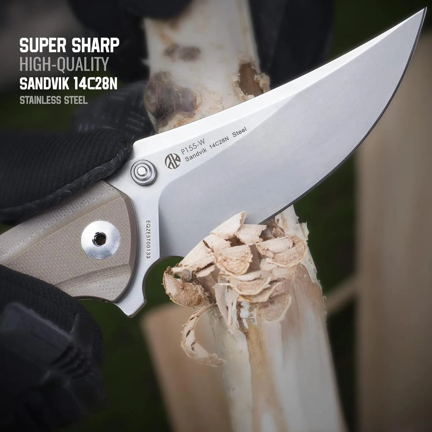 Folding Tactical Knife with Pocket Clip,14C28N Stainless Steel Blade,G10 Handle,Liner Lock,EDC Small Camping Knives for men, Carry,Hunting Microtech Elemental Fishing Hiking Outdoor,Father Dad Gifts Multi-tool Ruike 155