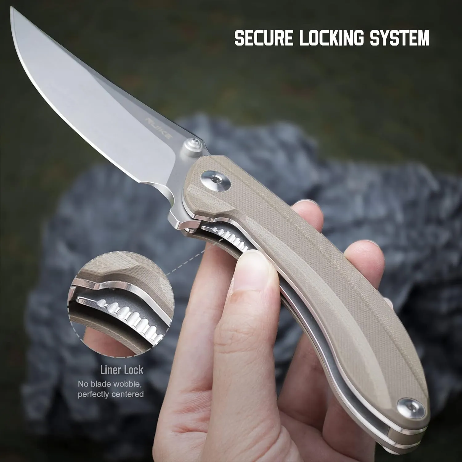 Folding Tactical Knife with Pocket Clip,14C28N Stainless Steel Blade,G10 Handle,Liner Lock,EDC Small Camping Knives for men, Carry,Hunting Microtech Elemental Fishing Hiking Outdoor,Father Dad Gifts Multi-tool Ruike 155