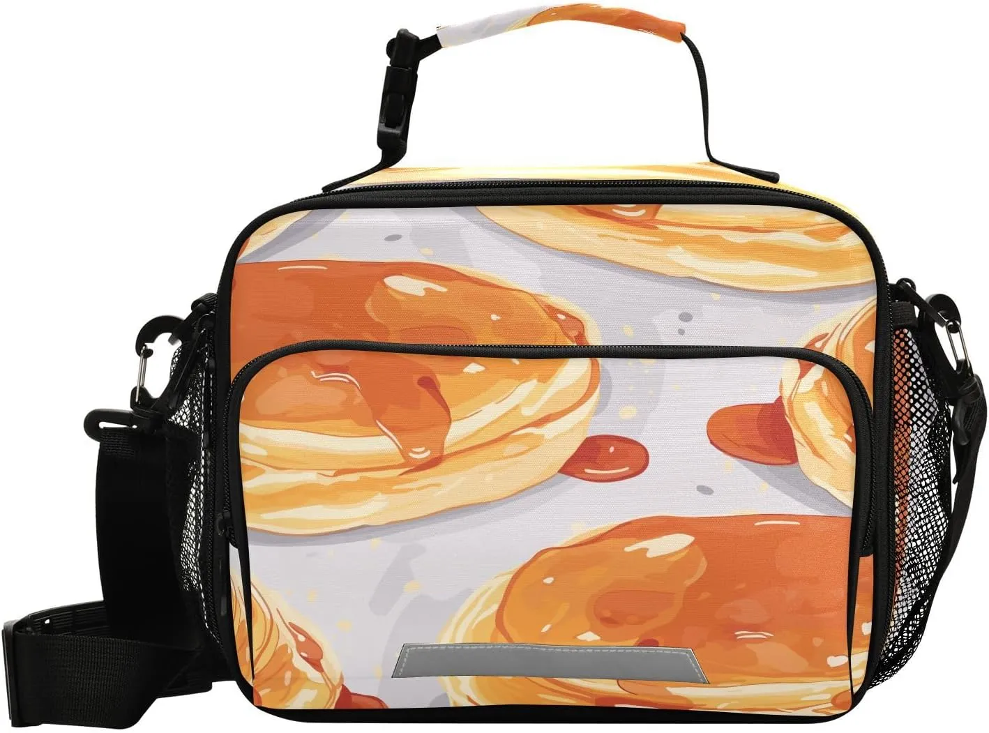 Food Pancake with Syrup Lunch Bag for Women Men Insulated Cooler Tote Bag with Adjustable Shoulder Strap Large Capacity Picnic Lunch Box Outdoor for Adult Office