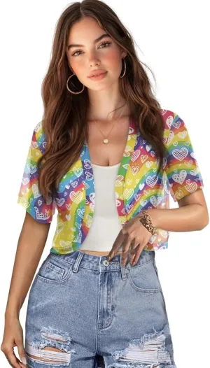 Forchrinse Women's Short Sleeve Cardigan Lightweight Open Front Bolero Shrugs Summer Sheer Cropped Cardigans