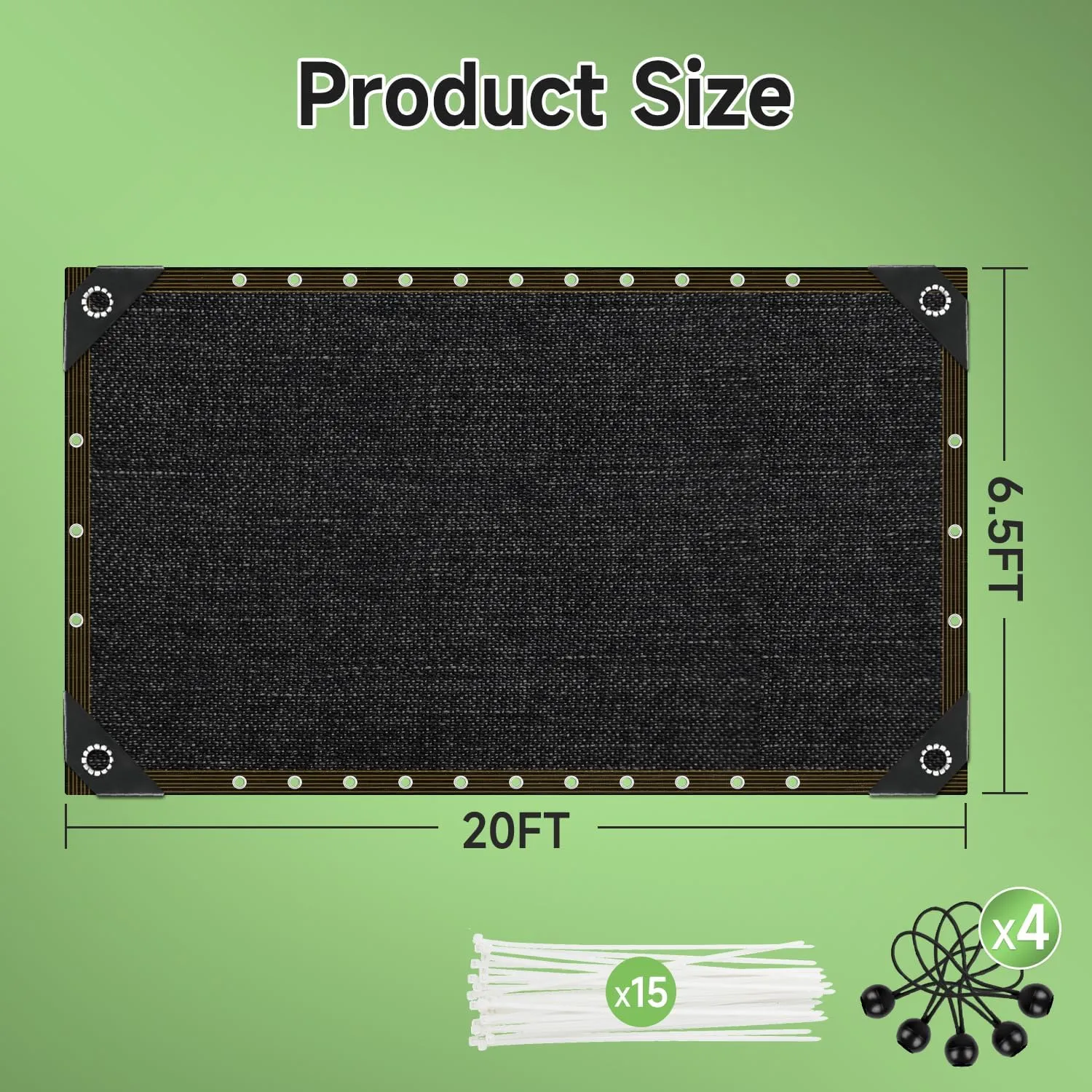 FOTMISHU 70% Shade Cloth 6.5ftx20ft Anti-Aging Sun Mesh UV Resistant Net, Sunblock Garden Tarp for Plant Cover, Greenhouse, Barn or Kennel, Flowers, Plants,