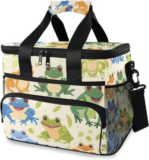 Frogs Cartoon Forest Animals Cooler Bag Insulated Cooler Soft Sided Cooler 24 Can Portable Picnic Bag Large Leakproof Lunch Bag Box for Beach Grocery Camping Travel Car Men Women