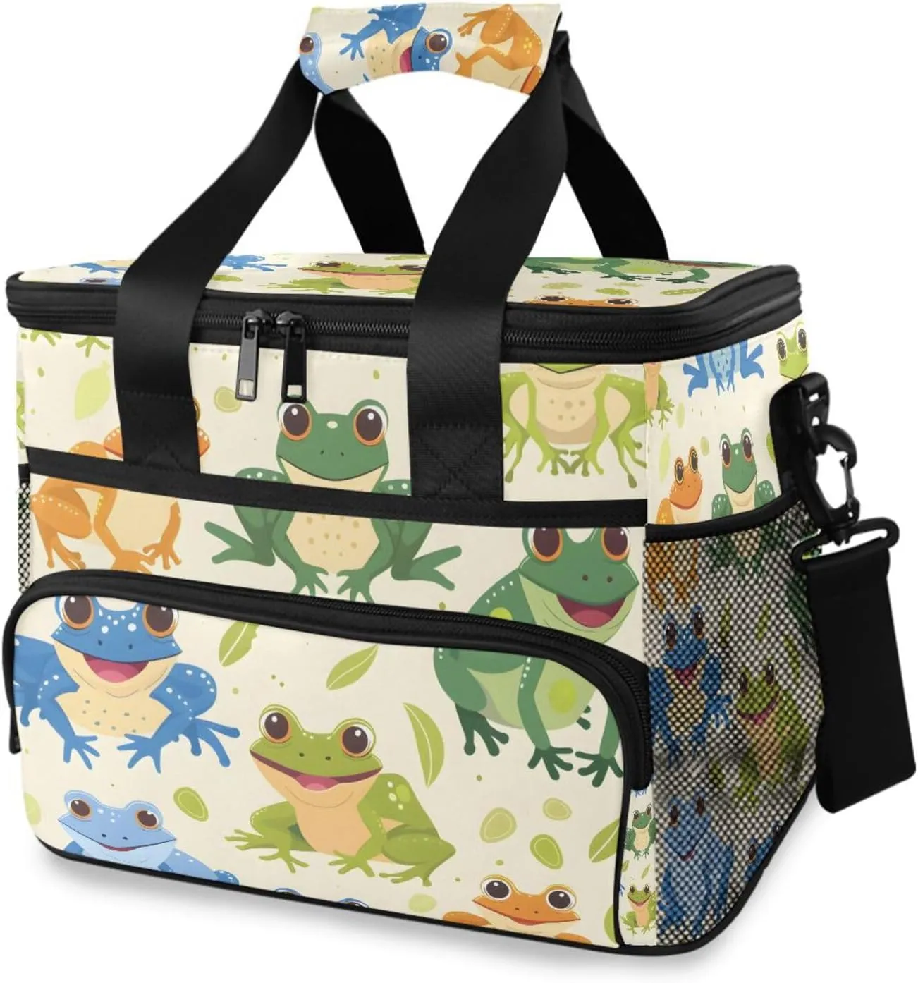 Frogs Cartoon Forest Animals Cooler Bag Insulated Cooler Soft Sided Cooler 24 Can Portable Picnic Bag Large Leakproof Lunch Bag Box for Beach Grocery Camping Travel Car Men Women