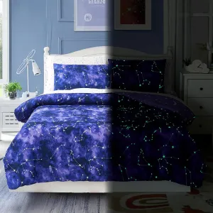 Full Size Comforter Set for Boys-7 Pieces Galaxy Glow in The Dark Full Bedding Sets for Kids, Ultra Soft Bed in A Bag with Sheets