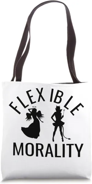 Funny Flexible Morality With Angel And Devil Graphic Tote Bag