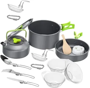 GANAZONO 1set Portable Camping Cooking Lightweight Utensils for Outdoor BBQ Backpacking and Picnics Complete Kit for Prep and Enjoyment