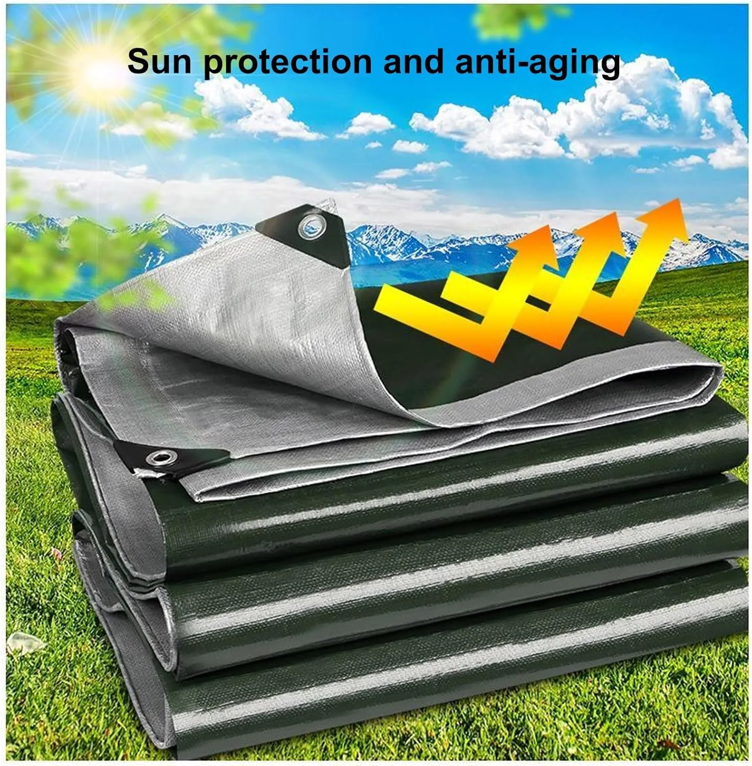 Garden Tarp, PE Tarps Heavy Duty Waterproof, 9 Mil Thick Multi-Purpose Tarp for Covering Items, Placement Under a Camping Tent, Customizable