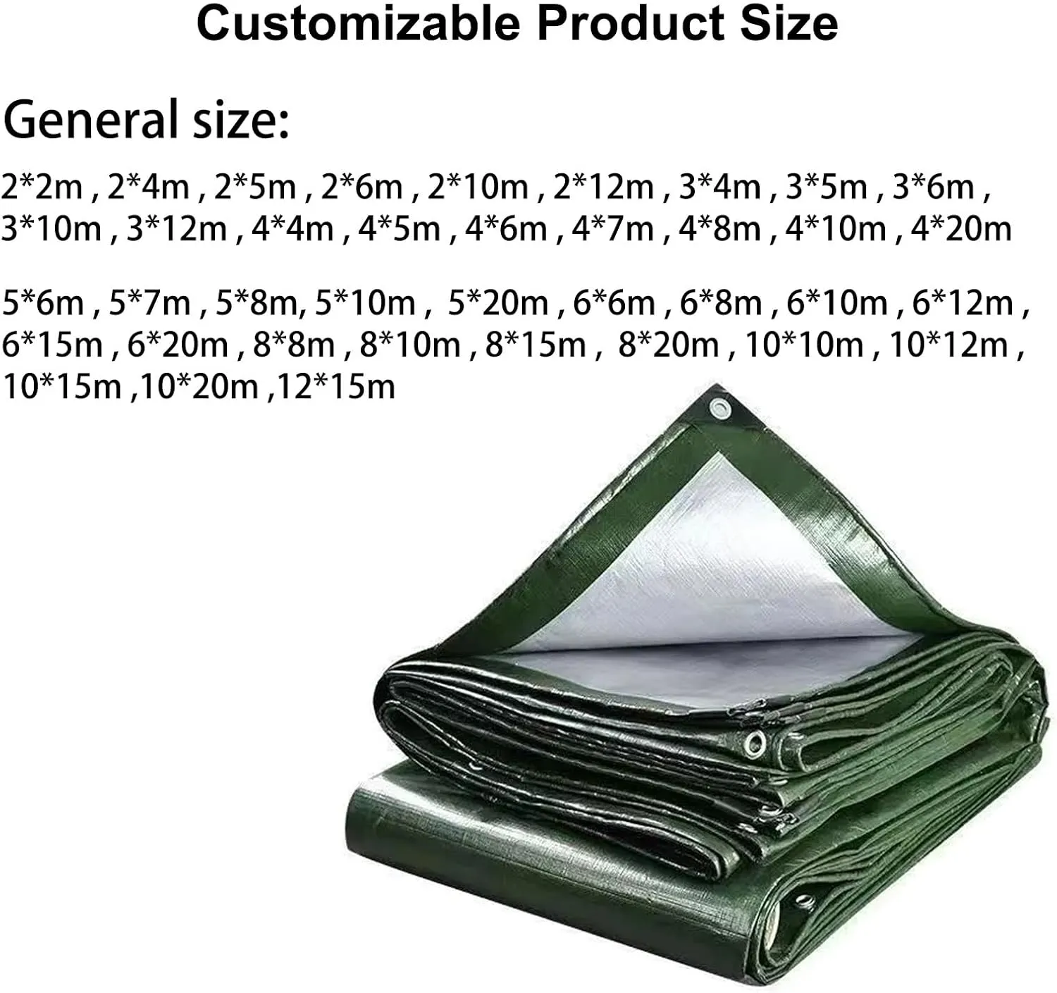 Garden Tarp, PE Tarps Heavy Duty Waterproof, 9 Mil Thick Multi-Purpose Tarp for Covering Items, Placement Under a Camping Tent, Customizable