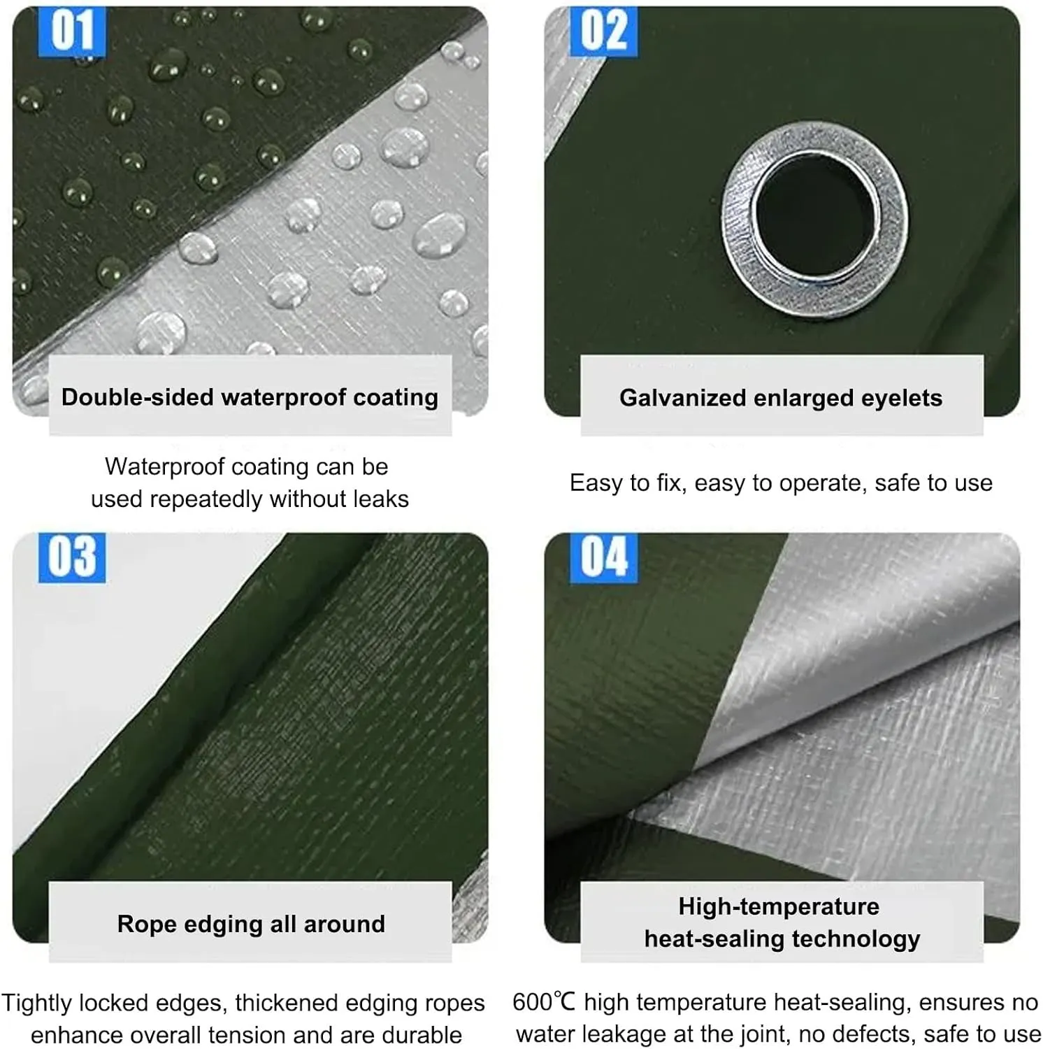 Garden Tarp, PE Tarps Heavy Duty Waterproof, 9 Mil Thick Multi-Purpose Tarp for Covering Items, Placement Under a Camping Tent, Customizable