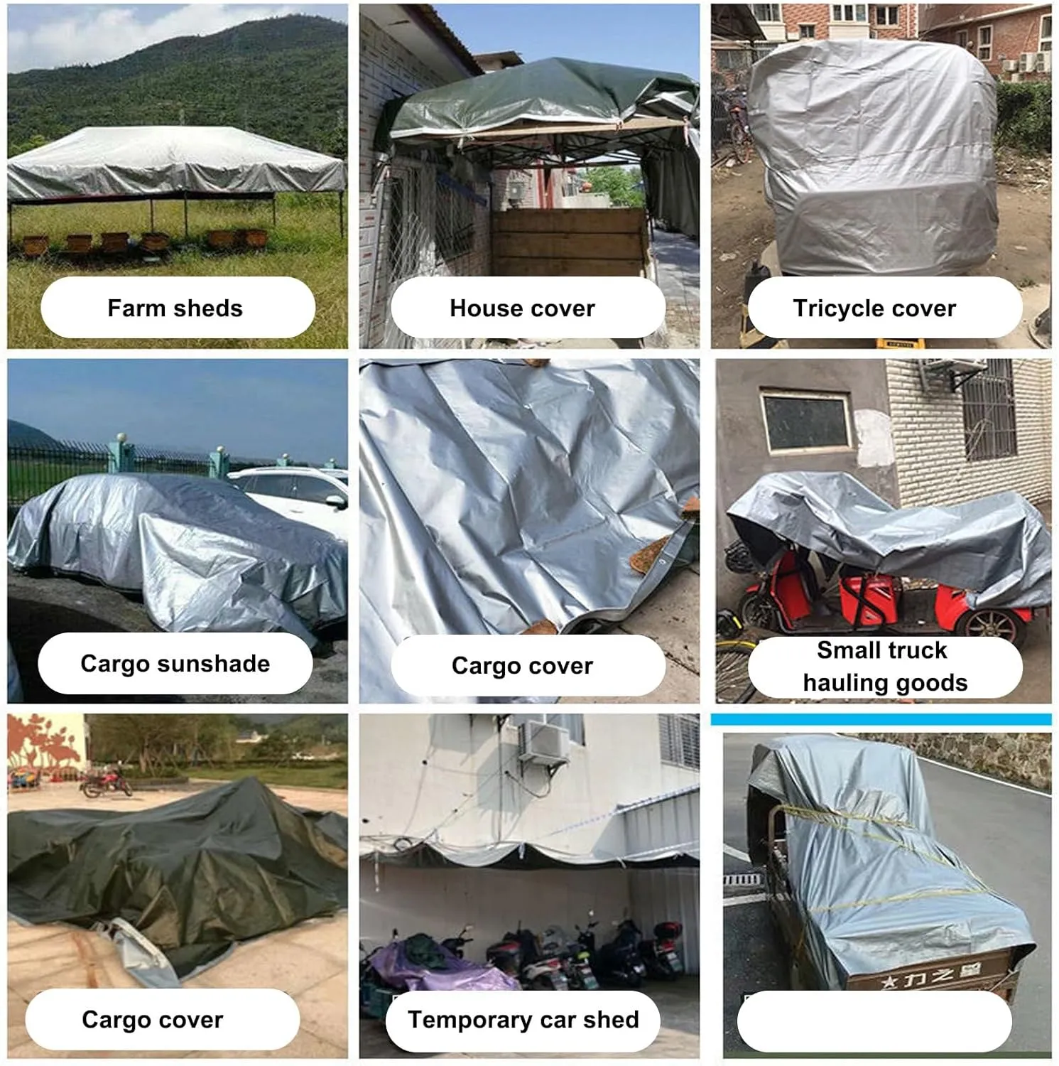 Garden Tarp, PE Tarps Heavy Duty Waterproof, 9 Mil Thick Multi-Purpose Tarp for Covering Items, Placement Under a Camping Tent, Customizable
