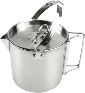 Gatuida Collapsible Stainless Steel Kettle Portable Hanging Pot for Outdoor Camping Hiking and Picnics for Boiling Water and Tea with Easy Pour Spout