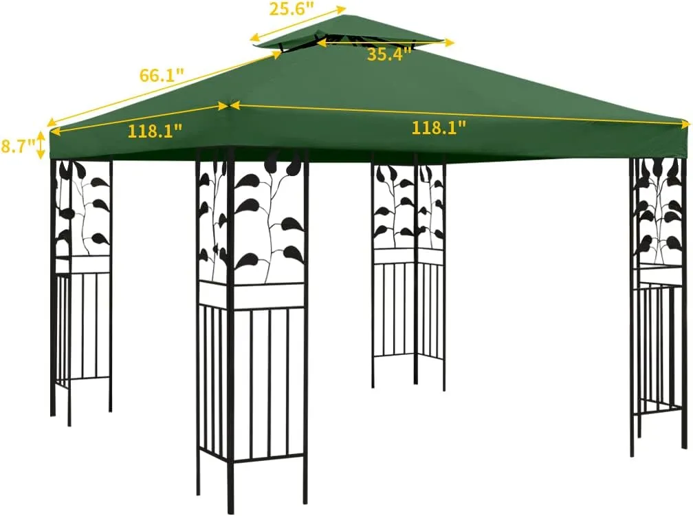 Gazebo Replacement Canopy Roof - Double Tiered Canopy Cover, 10x10 FT (Blackish Green)