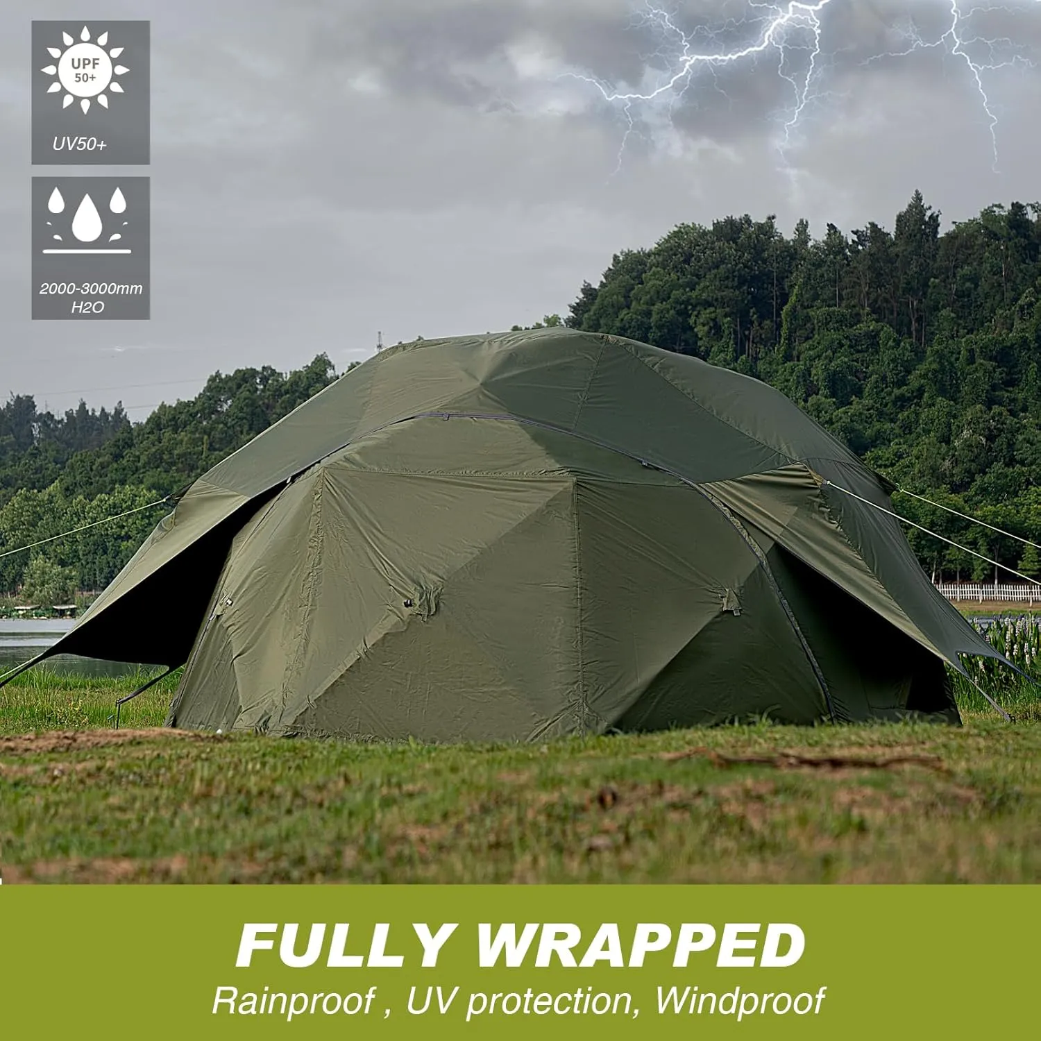 Gazebo Screen Tent with Rain-Proof Cover and Floorprint, 8-Sided Pop-up Hub Tent Canopy Shelter Portable Camping Shelter 13’x13’ 145 sq. ft. for 10-12 Person