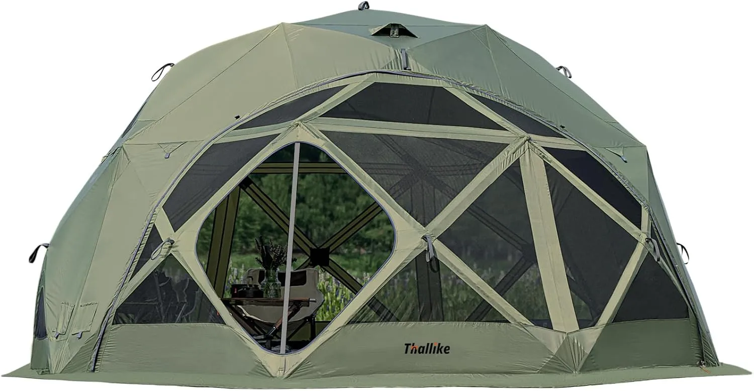 Gazebo Screen Tent with Rain-Proof Cover and Floorprint, 8-Sided Pop-up Hub Tent Canopy Shelter Portable Camping Shelter 13’x13’ 145 sq. ft. for 10-12 Person