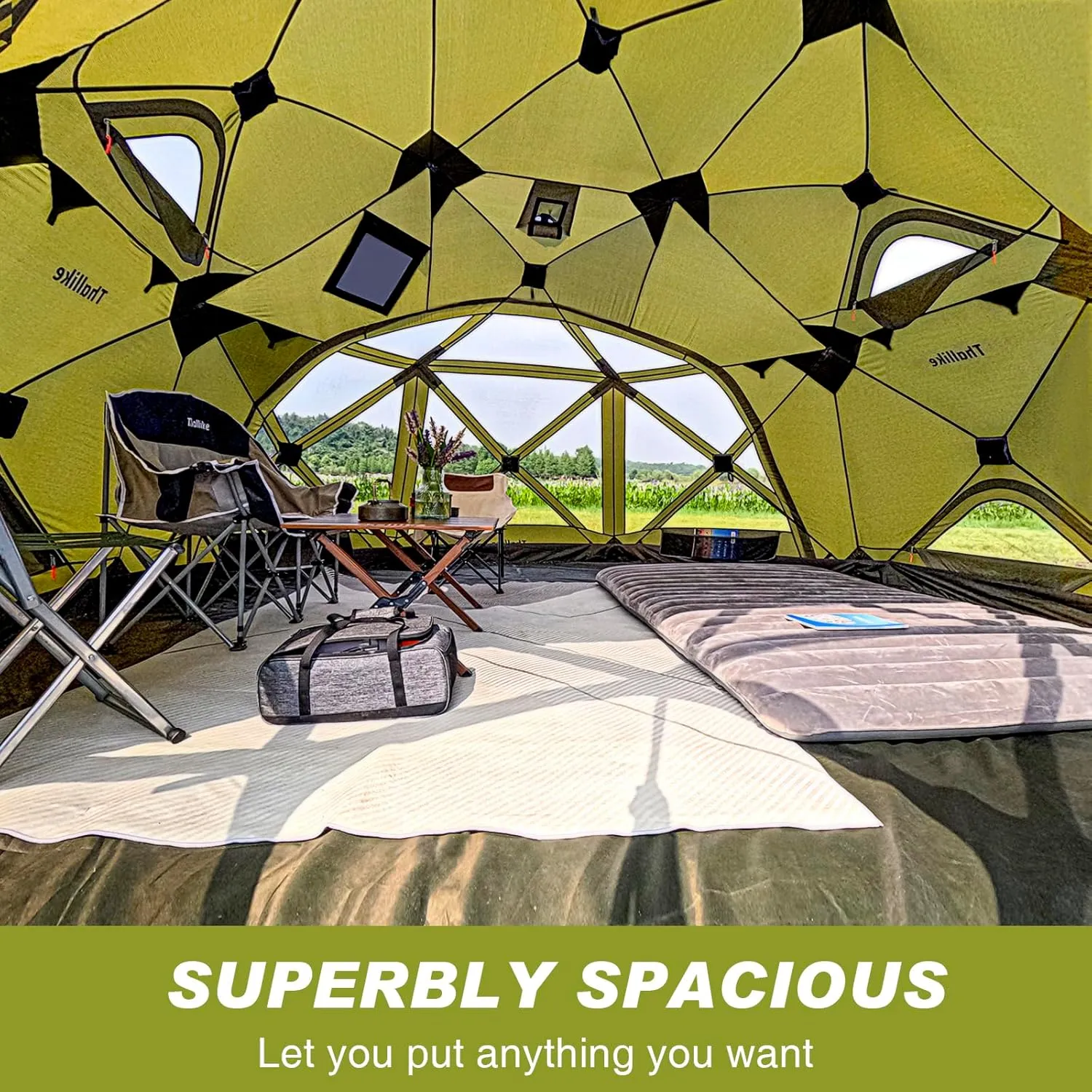 Gazebo Screen Tent with Rain-Proof Cover and Floorprint, 8-Sided Pop-up Hub Tent Canopy Shelter Portable Camping Shelter 13’x13’ 145 sq. ft. for 10-12 Person