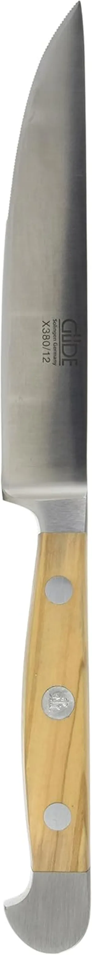 Güde Alpha Olive Series Hand Forged/Serrated Porterhouse Steak Knife, 4 1/2-in - Ice Hardened Steel - Made in Solingen, Germany Since 1910
